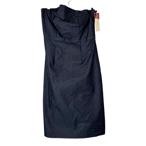 Merona Blue Denim Strapless Knee Length Dress 2 - Picture 1 of 4
